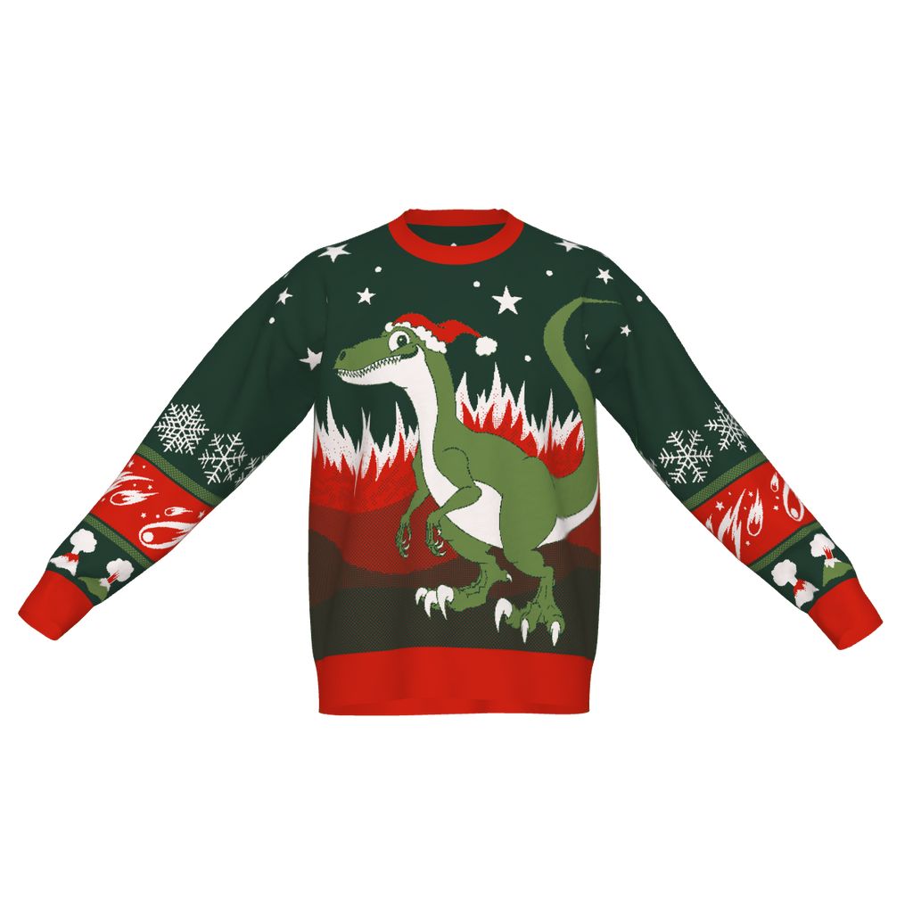 Dinosaur Sweater Holiday Green/Red